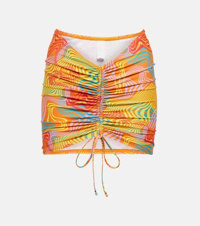 Bananhot Printed Jersey Miniskirt In Waves
