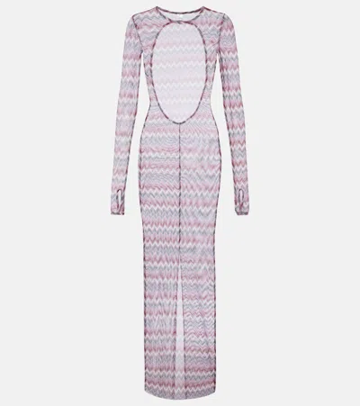Bananhot Renne Printed Cotton Maxi Dress In Purple