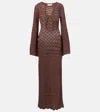 Bananhot Rey Crochet Cotton-blend Maxi Dress In Brown