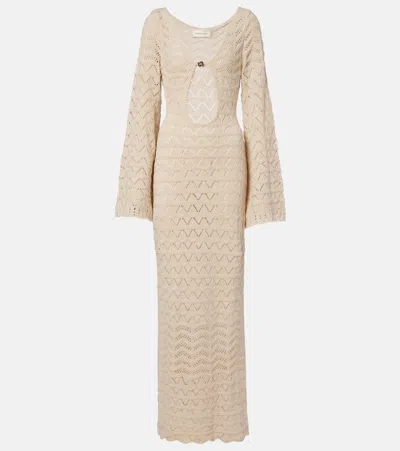 Bananhot Rey Crochet Cotton-blend Maxi Dress In Brown