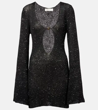 Bananhot Rey Cutout Crochet Minidress In Black