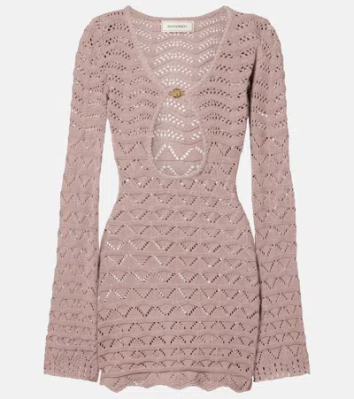 Bananhot Rey Knitted Cotton-blend Minidress In Pink