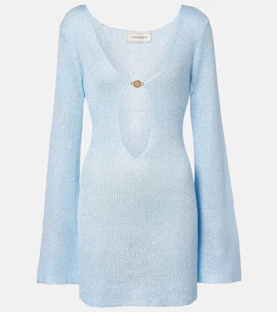 Bananhot Rey Sequined Knitted Minidress In Blue