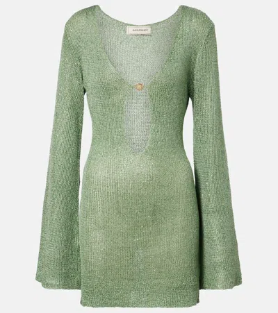 Bananhot Rey Sequined Knitted Minidress In Green