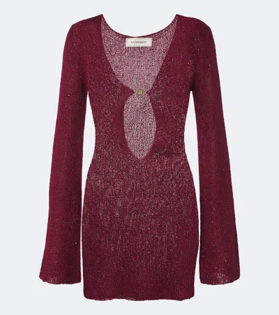 Bananhot Rey Sequined Knitted Minidress In Purple
