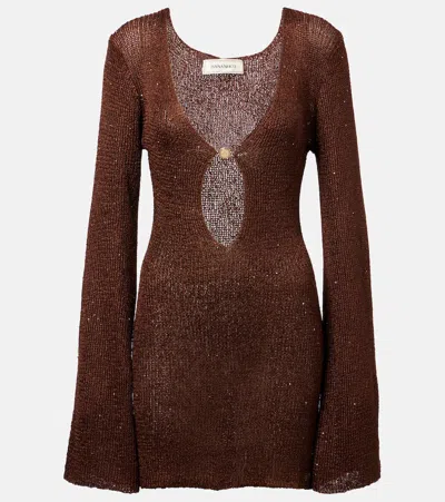 Bananhot Rey Sequined Minidress In Chocolate