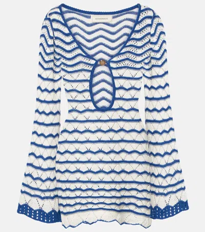 Bananhot Rey Striped Crochet Beach Dress In White