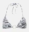 Bananhot Ring-detail Zebra-print Bikini Top In Zebra