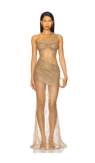 Bananhot Sabrina Send Lace Maxi Dress In Sand