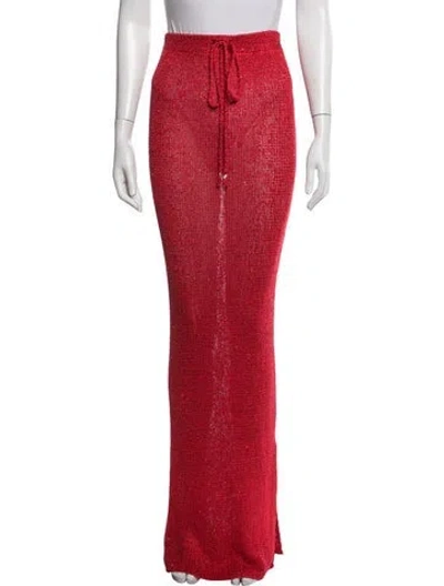 Pre-owned Bananhot Sequin Embellishments Long Skirt In Red