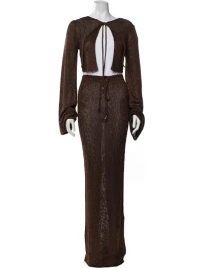 Pre-owned Bananhot Sequin Embellishments Skirt Set In Brown