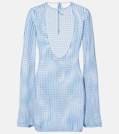 Bananhot Serena Open-knit Minidress In Blue