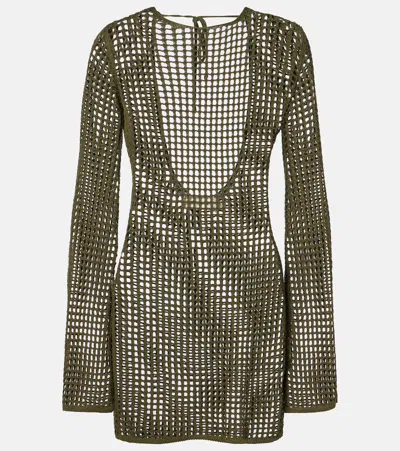 Bananhot Serena Open-knit Minidress In Green
