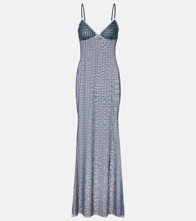Bananhot Solay Gingham Mesh Maxi Dress In Blue