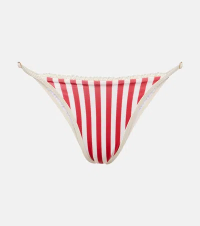 Bananhot St Tropez Striped Bikini Bottoms In Red
