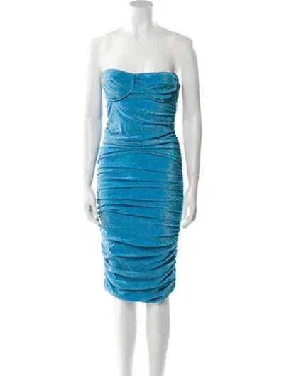 Pre-owned Bananhot Strapless Knee-length Dress In Blue