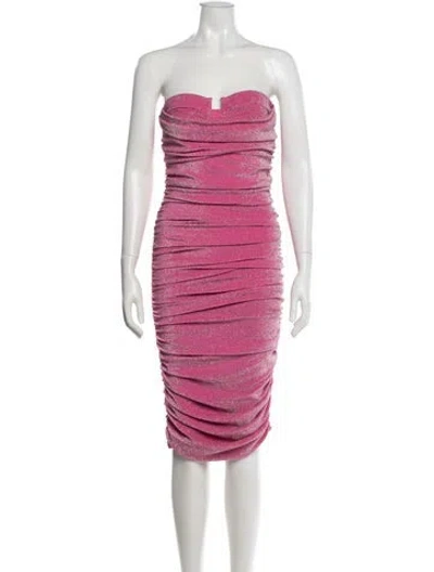 Pre-owned Bananhot Strapless Knee-length Dress In Pink