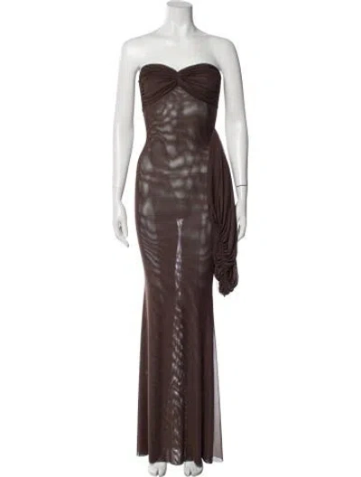 Pre-owned Bananhot Strapless Long Dress W/ Tags In Brown