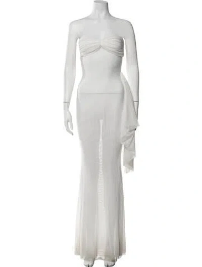 Pre-owned Bananhot Strapless Long Dress In White