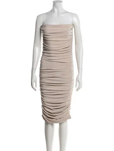 Pre-owned Bananhot Strapless Midi Length Dress W/ Tags In Neutrals