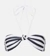 Bananhot Striped Halterneck Bikini Top In Black