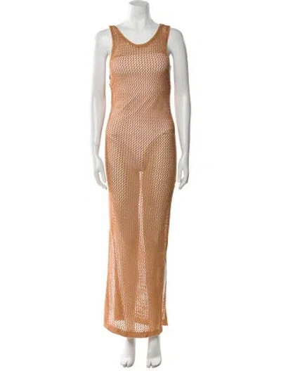 Pre-owned Bananhot Striped Long Dress In Orange