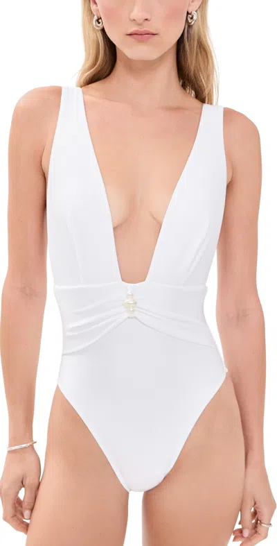 Bananhot Swan Pearl One-piece Swimsuit White In Multi
