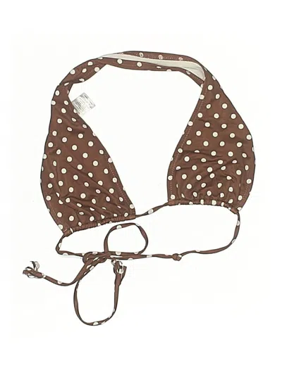 Pre-owned Bananhot Swimsuit Top Brown Polka Dots Pattern Swimwear