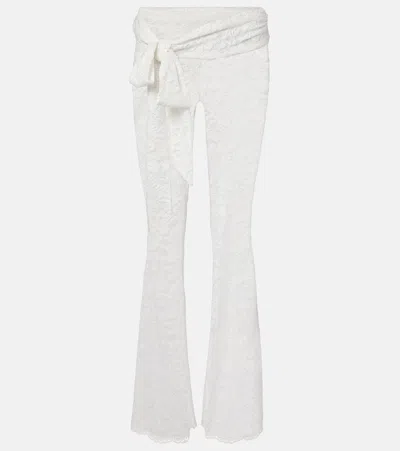 Bananhot Vecna Sheer Lace Flared Pants In White