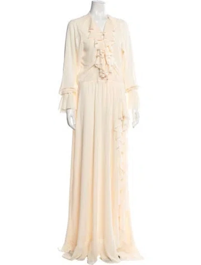 Pre-owned Bananhot V-neck Long Dress W/ Tags In Neutral