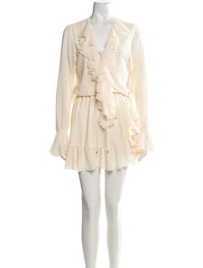 Pre-owned Bananhot V-neck Mini Dress In Neutrals