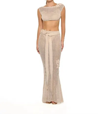 Bananhot Yoko Maxi Skirt In Knitted Sand In Neutral