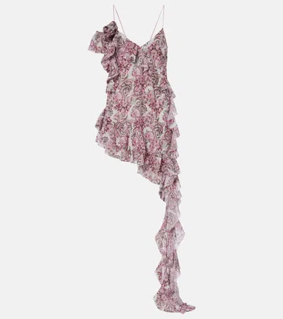 Bananhot Zoe Floral Ruffled Asymmetric Minidress In Multi