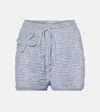 Bananhot Zorya Glitter Open-knit Shorts In Blue