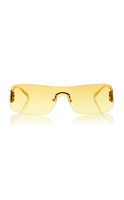 Banbe Exclusive The Romee Wrap-frame Metal Sunglasses In Yellow