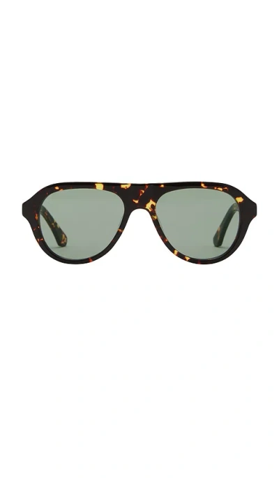 Banbe The Riley Sunglasses In Amber Tort & Light Green
