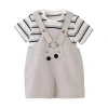 Banblu Striped T-shirt And Playsuit Set In Neutral