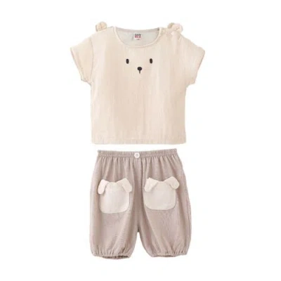 Banblu Babies'  Bear Pocket Set In Brown