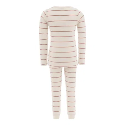 Banblu Kids' Beige Striped Modal Outfit In Gold