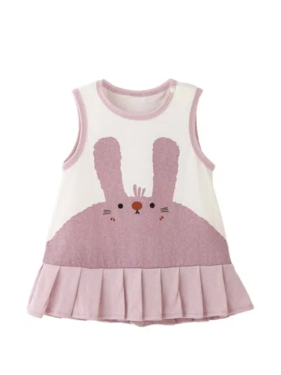 Banblu Babies' Bunny-motif Pleated Dress In White