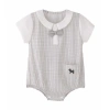 Banblu Check Bow Romper In Gray