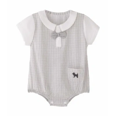 Banblu Babies'  Check Bow Romper In Gray