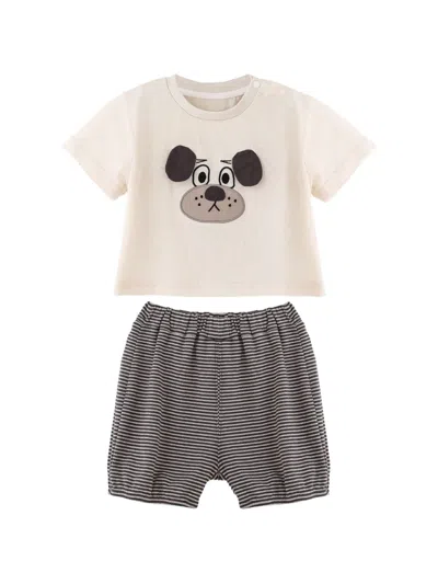 Banblu Babies' Dog-patch T-shirt And Shorts Set In Neutral