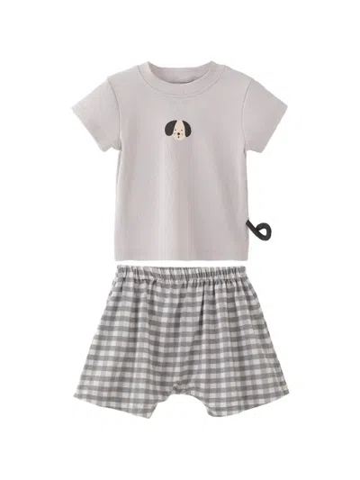 Banblu Babies' Dog-print Shorts Set (set Of Two) In Neutral