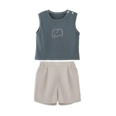 Banblu Kids'  Elephant Short Set In Green
