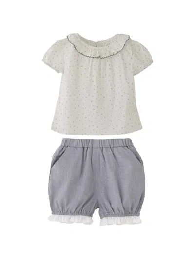 Banblu Babies' Floral-print Shorts Set (set Of Two) In Gray