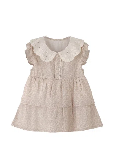 Banblu Babies' Floral-print Tiered Dress In Neutral