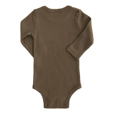 Banblu Kids' Green Olive Ls Modal Bodysuit In Brown