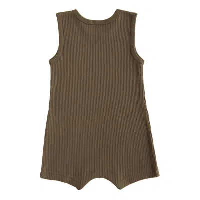 Banblu Kids' Green Olive Sleeveless Modal Romper In Brown