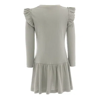 Banblu Kids' Green Sage Modal Ruffle Dress In Gray